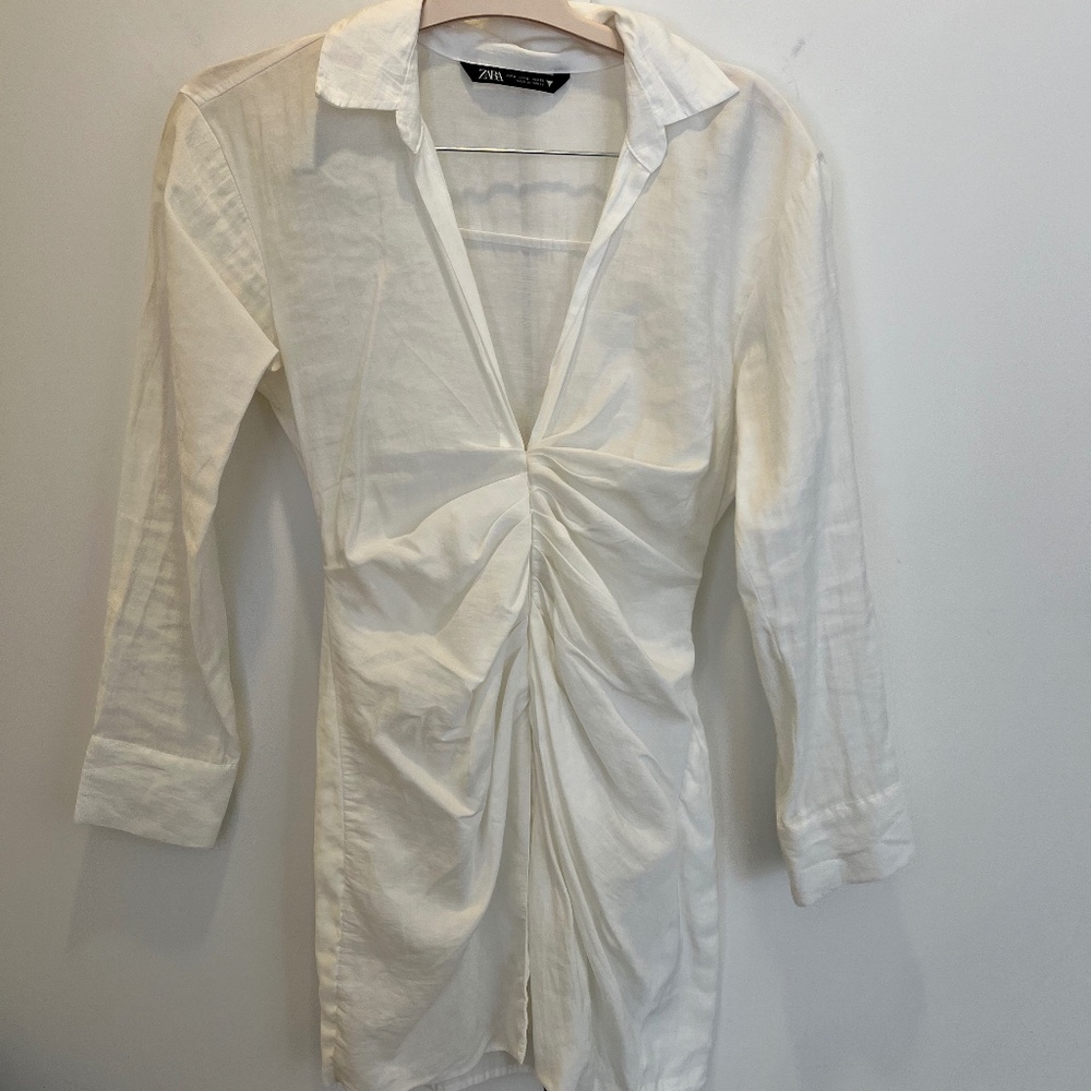Zara Long Sleeve White Mini Dress